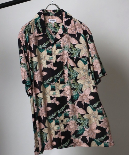 Salong hameu（サロン ハミュー）の「無地・総柄レーヨンアロハシャツ メンズ レディース/半袖開襟シャツ（シャツ/ブラウス・メンズ・ホワイト/チャコールグレー/ライトグレー/ブラック/ブルー/ホワイト系その他/グレイッシュベージュ/ブラック系その他/ブラック系その他2/ブラック系その他3/ブラック系その他4/ブラック系その他5/ブラック系その他6/ホワイト系その他2/ブラウン系その他/グレー系その他/ブラック系その他7/ブラック系1/ブラック系2/ブラック系4/ブラック系3・LL/M/L/S）」の15枚目の写真