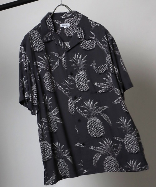 Salong hameu（サロン ハミュー）の「無地・総柄レーヨンアロハシャツ メンズ レディース/半袖開襟シャツ（シャツ/ブラウス・メンズ・ホワイト/チャコールグレー/ライトグレー/ブラック/ブルー/ホワイト系その他/グレイッシュベージュ/ブラック系その他/ブラック系その他2/ブラック系その他3/ブラック系その他4/ブラック系その他5/ブラック系その他6/ホワイト系その他2/ブラウン系その他/グレー系その他/ブラック系その他7/ブラック系1/ブラック系2/ブラック系4/ブラック系3・LL/M/L/S）」の18枚目の写真