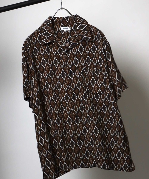 Salong hameu（サロン ハミュー）の「無地・総柄レーヨンアロハシャツ メンズ レディース/半袖開襟シャツ（シャツ/ブラウス・メンズ・ホワイト/チャコールグレー/ライトグレー/ブラック/ブルー/ホワイト系その他/グレイッシュベージュ/ブラック系その他/ブラック系その他2/ブラック系その他3/ブラック系その他4/ブラック系その他5/ブラック系その他6/ホワイト系その他2/ブラウン系その他/グレー系その他/ブラック系その他7/ブラック系1/ブラック系2/ブラック系4/ブラック系3・LL/M/L/S）」の19枚目の写真