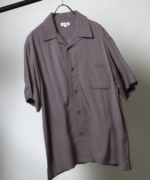 Salong hameu（サロン ハミュー）の「無地・総柄レーヨンアロハシャツ メンズ レディース/半袖開襟シャツ（シャツ/ブラウス・メンズ・ホワイト/チャコールグレー/ライトグレー/ブラック/ブルー/ホワイト系その他/グレイッシュベージュ/ブラック系その他/ブラック系その他2/ブラック系その他3/ブラック系その他4/ブラック系その他5/ブラック系その他6/ホワイト系その他2/ブラウン系その他/グレー系その他/ブラック系その他7/ブラック系1/ブラック系2/ブラック系4/ブラック系3・LL/M/L/S）」の20枚目の写真