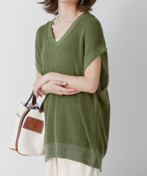 Bou Jeloud(ブージュルード)の「麻混裾ラメ片畦ニットプルオーバー(ニット/セーター・レディース・ブラック/カーキ/グレー系その他・FREE)」の3枚目の写真