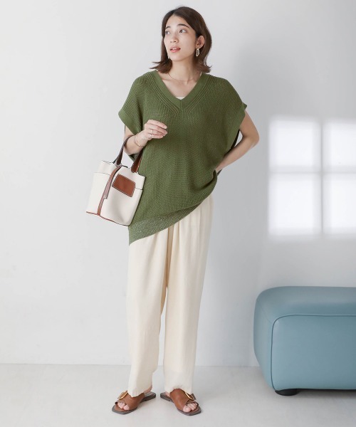 Bou Jeloud(ブージュルード)の「麻混裾ラメ片畦ニットプルオーバー(ニット/セーター・レディース・ブラック/カーキ/グレー系その他・FREE)」の6枚目の写真