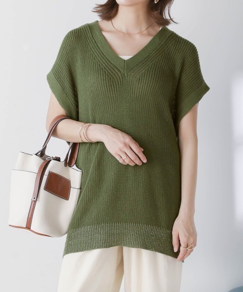 Bou Jeloud(ブージュルード)の「麻混裾ラメ片畦ニットプルオーバー(ニット/セーター・レディース・ブラック/カーキ/グレー系その他・FREE)」の9枚目の写真