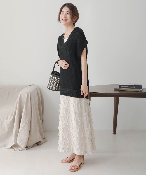 Bou Jeloud(ブージュルード)の「麻混裾ラメ片畦ニットプルオーバー(ニット/セーター・レディース・ブラック/カーキ/グレー系その他・FREE)」の14枚目の写真