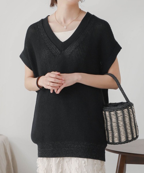 Bou Jeloud(ブージュルード)の「麻混裾ラメ片畦ニットプルオーバー(ニット/セーター・レディース・ブラック/カーキ/グレー系その他・FREE)」の12枚目の写真