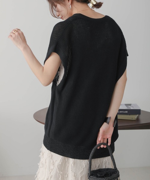 Bou Jeloud(ブージュルード)の「麻混裾ラメ片畦ニットプルオーバー(ニット/セーター・レディース・ブラック/カーキ/グレー系その他・FREE)」の7枚目の写真