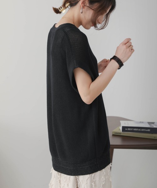 Bou Jeloud(ブージュルード)の「麻混裾ラメ片畦ニットプルオーバー(ニット/セーター・レディース・ブラック/カーキ/グレー系その他・FREE)」の10枚目の写真