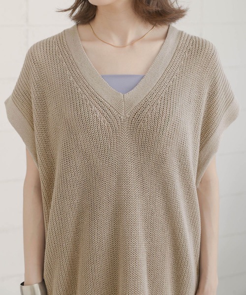 Bou Jeloud(ブージュルード)の「麻混裾ラメ片畦ニットプルオーバー(ニット/セーター・レディース・ブラック/カーキ/グレー系その他・FREE)」の8枚目の写真