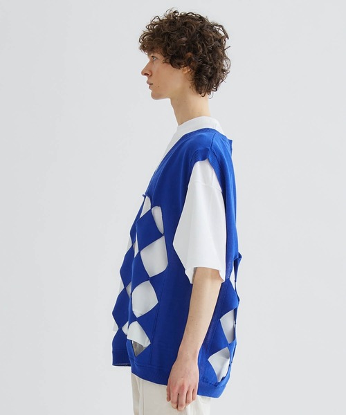 NOMA t.d.（ノーマティーディー）の「Diamond Window Vest（ベスト・メンズ・ブルー/ブラック・3）」の10枚目の写真