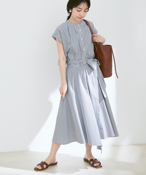 VIS(ビス)の「【セットアップ対応】ストライプ&無地フロントリボンアシメスカート【sustainable】(スカート・レディース・サックスブルー/ブルー系その他/ネイビー/グリーン系その他・M/S)」の16枚目の写真