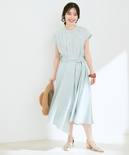 VIS(ビス)の「【セットアップ対応】ストライプ&無地フロントリボンアシメスカート【sustainable】(スカート・レディース・サックスブルー/ブルー系その他/ネイビー/グリーン系その他・M/S)」の6枚目の写真