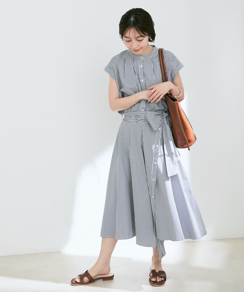 VIS(ビス)の「【セットアップ対応】ストライプ&無地フロントリボンアシメスカート【sustainable】(スカート・レディース・サックスブルー/ブルー系その他/ネイビー/グリーン系その他・M/S)」の17枚目の写真