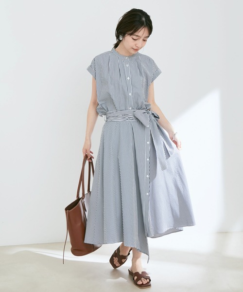 VIS(ビス)の「【セットアップ対応】ストライプ&無地フロントリボンアシメスカート【sustainable】(スカート・レディース・サックスブルー/ブルー系その他/ネイビー/グリーン系その他・M/S)」の18枚目の写真