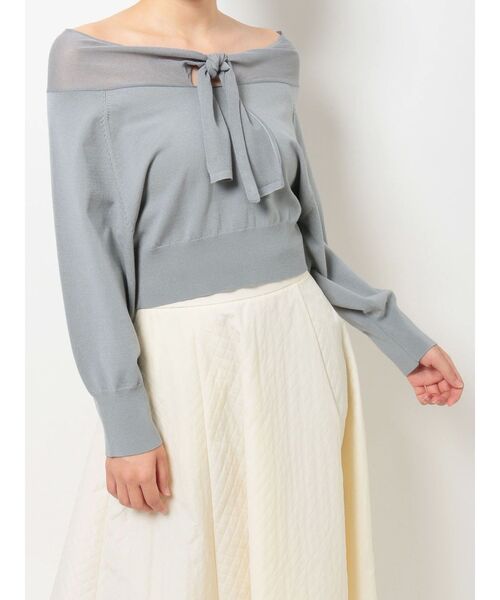 MERCURYDUO（マーキュリーデュオ）の「シアーセーラーカラーニット（ニット/セーター・レディース・ベージュ/オフホワイト/ミント/ブラック・FREE）」の4枚目の写真