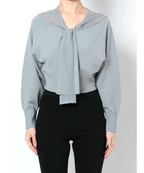 MERCURYDUO（マーキュリーデュオ）の「シアーセーラーカラーニット（ニット/セーター・レディース・ベージュ/オフホワイト/ミント/ブラック・FREE）」の9枚目の写真