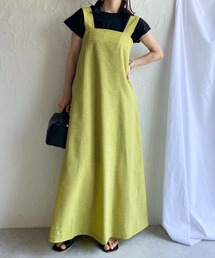 She's Closet（シーズクローゼット）の「リネンタッチAラインフレアボリュームロングジャンパースカートワンピース（ワンピース）」