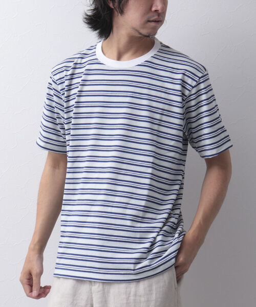NOLLEY'S goodman(ノーリーズグッドマン)の「ブークレボーダーTシャツ(Tシャツ/カットソー・メンズ・ブルー系その他3/イエロー系その他3/オレンジ・M/L/S/XL)」の2枚目の写真