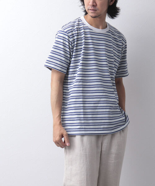 NOLLEY'S goodman(ノーリーズグッドマン)の「ブークレボーダーTシャツ(Tシャツ/カットソー・メンズ・ブルー系その他3/イエロー系その他3/オレンジ・M/L/S/XL)」の14枚目の写真