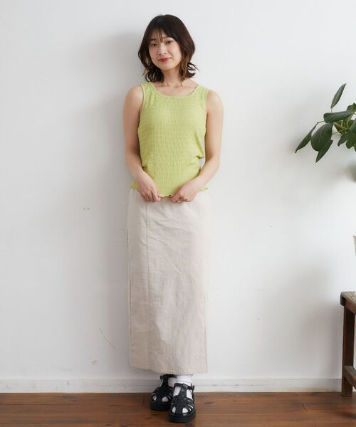 RETRO GIRL（レトロガール）の「カップツキシャーリングタンク（タンクトップ・レディース・グリーン/ライトピンク/オフホワイト/ブラック/ブルー/ライトグリーン・FREE/MEDIUM/LARGE）」の8枚目の写真