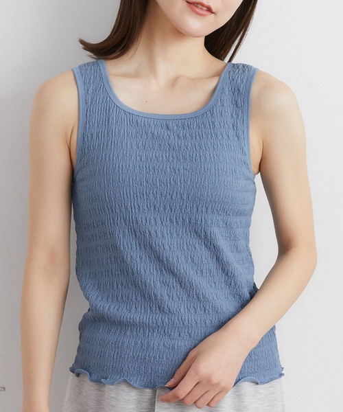 RETRO GIRL（レトロガール）の「カップツキシャーリングタンク（タンクトップ・レディース・グリーン/ライトピンク/オフホワイト/ブラック/ブルー/ライトグリーン・FREE/MEDIUM/LARGE）」の6枚目の写真