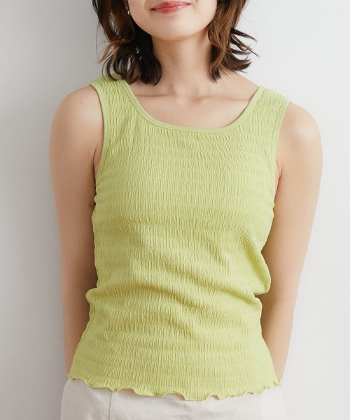 RETRO GIRL（レトロガール）の「カップツキシャーリングタンク（タンクトップ・レディース・グリーン/ライトピンク/オフホワイト/ブラック/ブルー/ライトグリーン・FREE/MEDIUM/LARGE）」の4枚目の写真