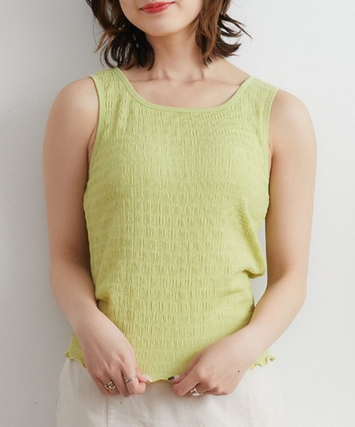 RETRO GIRL（レトロガール）の「カップツキシャーリングタンク（タンクトップ・レディース・グリーン/ライトピンク/オフホワイト/ブラック/ブルー/ライトグリーン・FREE/MEDIUM/LARGE）」の5枚目の写真