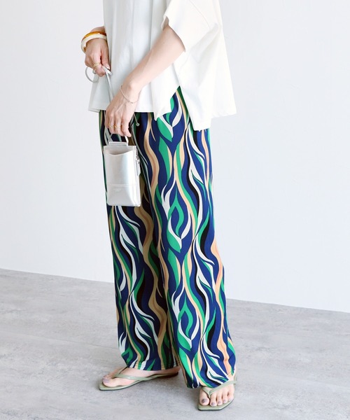 reca（レカ）の「ウェーブ柄リブパンツ（その他パンツ・レディース・ライトブルー/ネイビー/グレー/ホワイト系/ブルー系・FREE）」の4枚目の写真