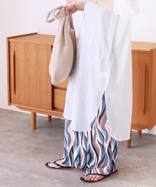 reca（レカ）の「ウェーブ柄リブパンツ（その他パンツ・レディース・ライトブルー/ネイビー/グレー/ホワイト系/ブルー系・FREE）」の12枚目の写真