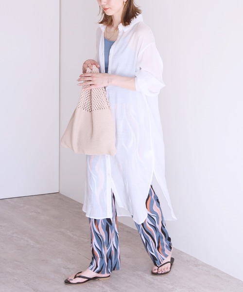 reca（レカ）の「ウェーブ柄リブパンツ（その他パンツ・レディース・ライトブルー/ネイビー/グレー/ホワイト系/ブルー系・FREE）」の15枚目の写真