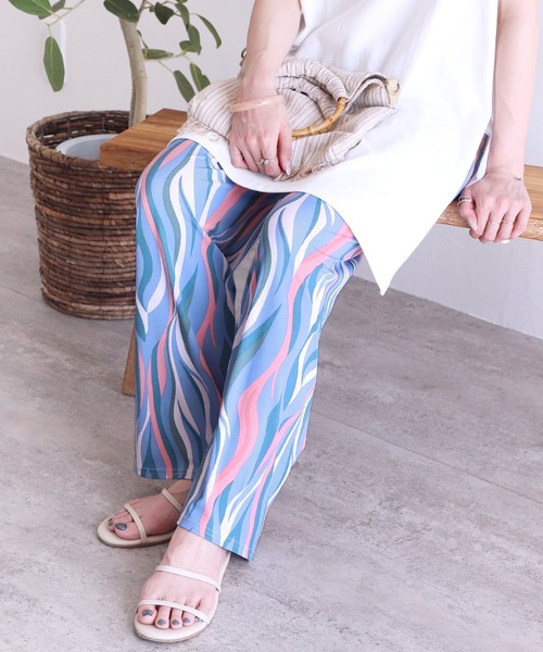 reca（レカ）の「ウェーブ柄リブパンツ（その他パンツ・レディース・ライトブルー/ネイビー/グレー/ホワイト系/ブルー系・FREE）」の10枚目の写真