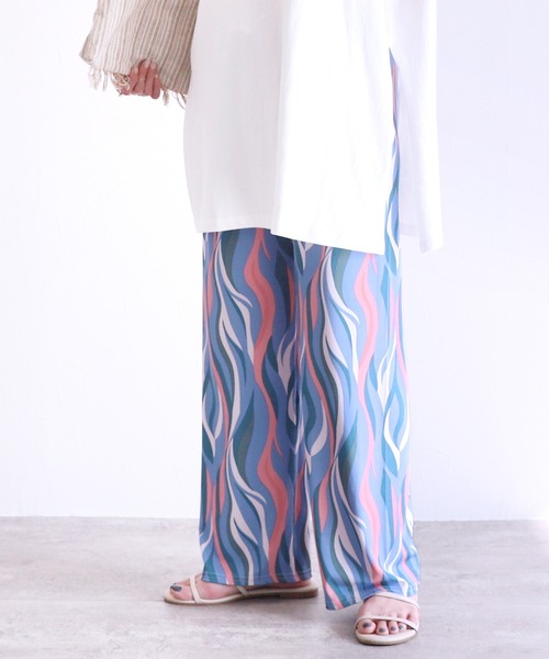 reca（レカ）の「ウェーブ柄リブパンツ（その他パンツ・レディース・ライトブルー/ネイビー/グレー/ホワイト系/ブルー系・FREE）」の8枚目の写真