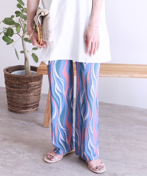 reca（レカ）の「ウェーブ柄リブパンツ（その他パンツ・レディース・ライトブルー/ネイビー/グレー/ホワイト系/ブルー系・FREE）」の9枚目の写真