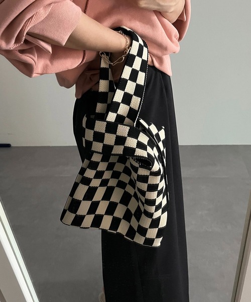 CAPRICIEUX LE'MAGE（カプリシューレマージュ）の「ジャガードニットバッグ（ショルダーバッグ・レディース・ブラウン/アイボリー・FREE）」の6枚目の写真