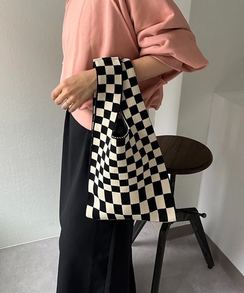 CAPRICIEUX LE'MAGE（カプリシューレマージュ）の「ジャガードニットバッグ（ショルダーバッグ・レディース・ブラウン/アイボリー・FREE）」の5枚目の写真