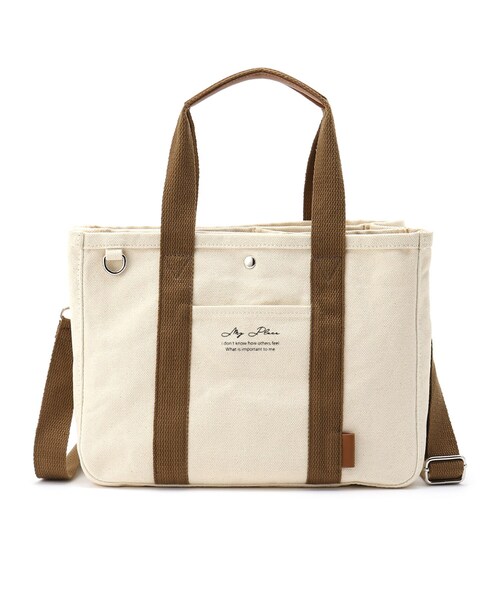 SHOO・LA・RUE（シューラルー）の「◆【3層】整理整頓できちゃうキャンバストート（トートバッグ・レディース・ダークブラウン/カーキ/アイボリー・00）」の4枚目の写真