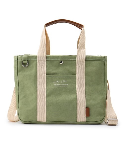 SHOO・LA・RUE（シューラルー）の「◆【3層】整理整頓できちゃうキャンバストート（トートバッグ・レディース・ダークブラウン/カーキ/アイボリー・00）」の12枚目の写真