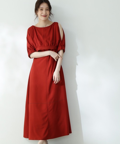 N.(N. Natural Beauty Basic)(エヌエヌナチュラルビューティーベーシック)の「ボレロブラウス&キャミワンピースセット(ワンピース・レディース・ベージュ/ブラウン/レッド・MEDIUM)」の3枚目の写真