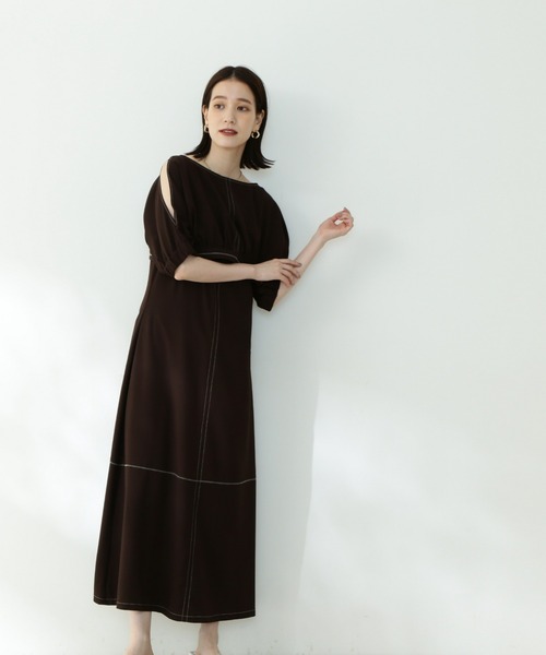 N.(N. Natural Beauty Basic)(エヌエヌナチュラルビューティーベーシック)の「ボレロブラウス&キャミワンピースセット(ワンピース・レディース・ベージュ/ブラウン/レッド・MEDIUM)」の4枚目の写真