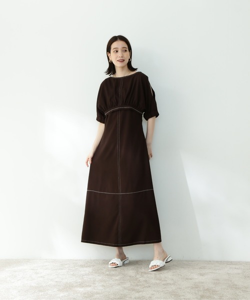 N.(N. Natural Beauty Basic)(エヌエヌナチュラルビューティーベーシック)の「ボレロブラウス&キャミワンピースセット(ワンピース・レディース・ベージュ/ブラウン/レッド・MEDIUM)」の5枚目の写真