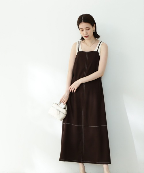 N.(N. Natural Beauty Basic)(エヌエヌナチュラルビューティーベーシック)の「ボレロブラウス&キャミワンピースセット(ワンピース・レディース・ベージュ/ブラウン/レッド・MEDIUM)」の13枚目の写真