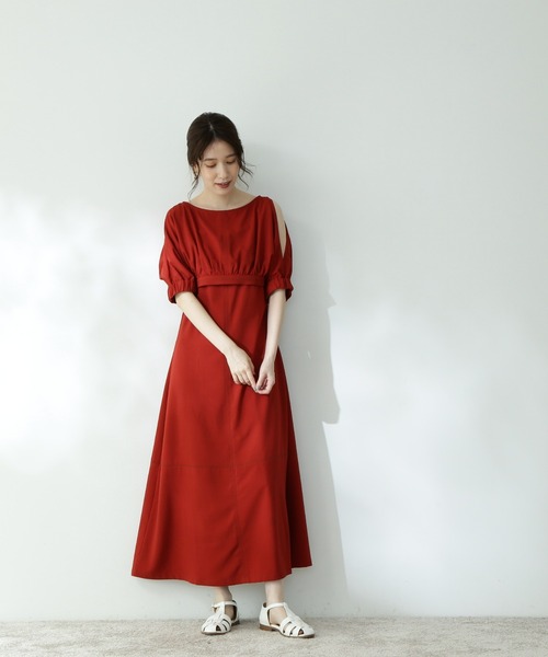 N.(N. Natural Beauty Basic)(エヌエヌナチュラルビューティーベーシック)の「ボレロブラウス&キャミワンピースセット(ワンピース・レディース・ベージュ/ブラウン/レッド・MEDIUM)」の21枚目の写真