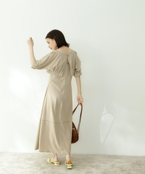 N.(N. Natural Beauty Basic)(エヌエヌナチュラルビューティーベーシック)の「ボレロブラウス&キャミワンピースセット(ワンピース・レディース・ベージュ/ブラウン/レッド・MEDIUM)」の17枚目の写真