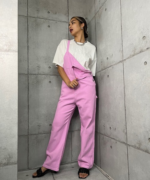 ROGER AND RAW（ロジャーアンドロウ）の「COLOR TWILL OVER ALL（サロペット/オーバーオール・レディース・ブラウン/ピンク/グリーン/アイボリー・MEDIUM）」の4枚目の写真