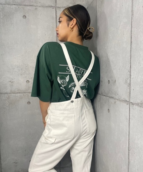 ROGER AND RAW（ロジャーアンドロウ）の「COLOR TWILL OVER ALL（サロペット/オーバーオール・レディース・ブラウン/ピンク/グリーン/アイボリー・MEDIUM）」の2枚目の写真