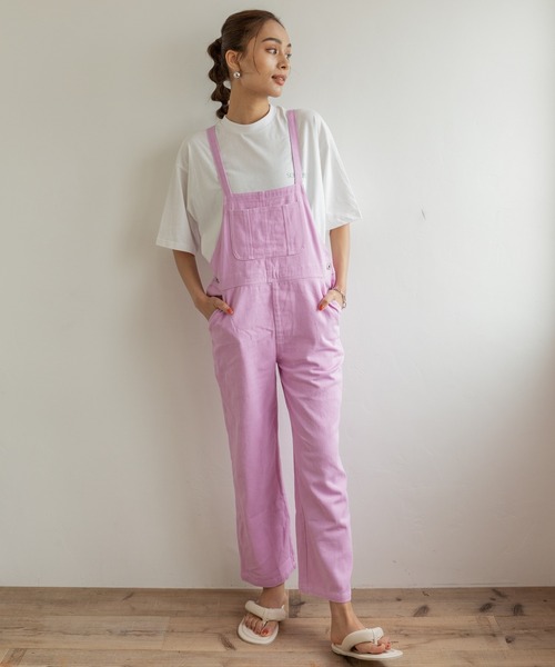 ROGER AND RAW（ロジャーアンドロウ）の「COLOR TWILL OVER ALL（サロペット/オーバーオール・レディース・ブラウン/ピンク/グリーン/アイボリー・MEDIUM）」の11枚目の写真
