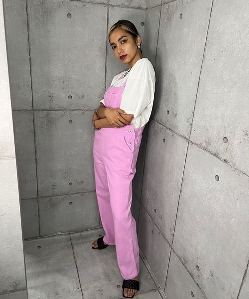 ROGER AND RAW（ロジャーアンドロウ）の「COLOR TWILL OVER ALL（サロペット/オーバーオール・レディース・ブラウン/ピンク/グリーン/アイボリー・MEDIUM）」の7枚目の写真