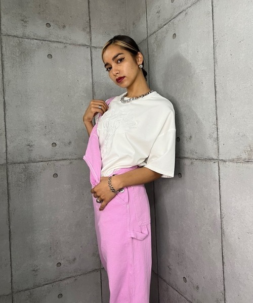 ROGER AND RAW（ロジャーアンドロウ）の「COLOR TWILL OVER ALL（サロペット/オーバーオール・レディース・ブラウン/ピンク/グリーン/アイボリー・MEDIUM）」の14枚目の写真
