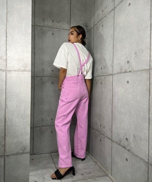 ROGER AND RAW（ロジャーアンドロウ）の「COLOR TWILL OVER ALL（サロペット/オーバーオール・レディース・ブラウン/ピンク/グリーン/アイボリー・MEDIUM）」の17枚目の写真