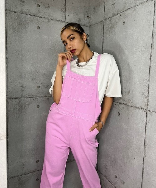 ROGER AND RAW（ロジャーアンドロウ）の「COLOR TWILL OVER ALL（サロペット/オーバーオール・レディース・ブラウン/ピンク/グリーン/アイボリー・MEDIUM）」の20枚目の写真
