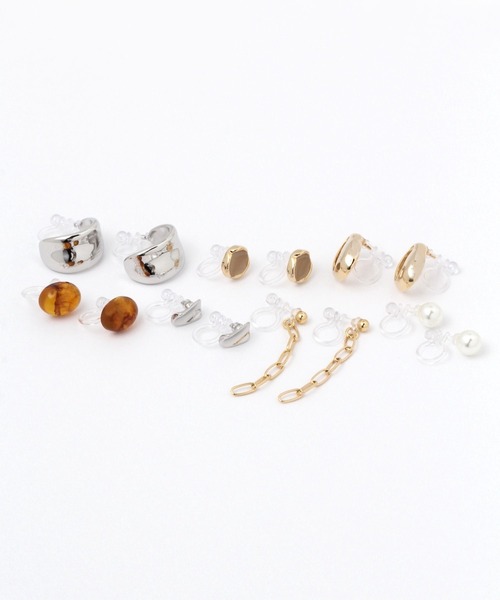 LEPSIM(レプシィム)の「7セットノンホールイヤリング 353617(イヤリング・レディース・シルバー/ゴールド/シルバー×ゴールド・ONE SIZE)」の2枚目の写真